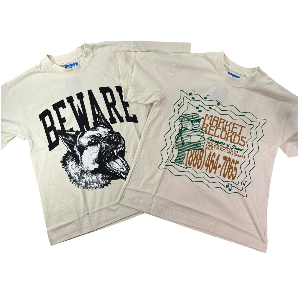 Market Studios 2 T-Shirt Bundle Market Records & Beware T-Shirt Mens Small